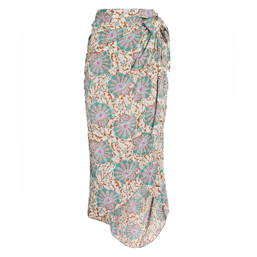 Veronica Beard Green and Pink Wrap Midi Skirt
